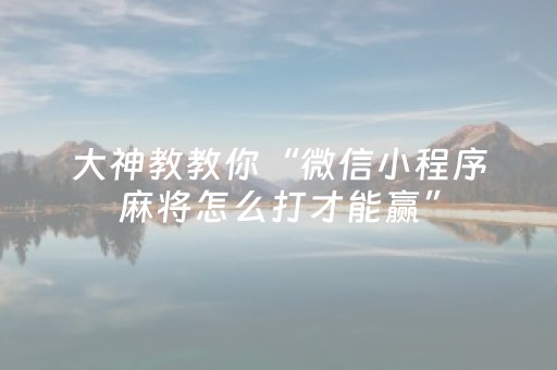 大神教教你“微信小程序麻将怎么打才能赢”（插件开挂免费AI)