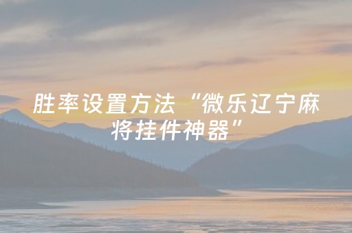 胜率设置方法“微乐辽宁麻将挂件神器”（透明器教程)