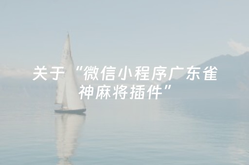 关于“微信小程序广东雀神麻将插件”（免费辅助)