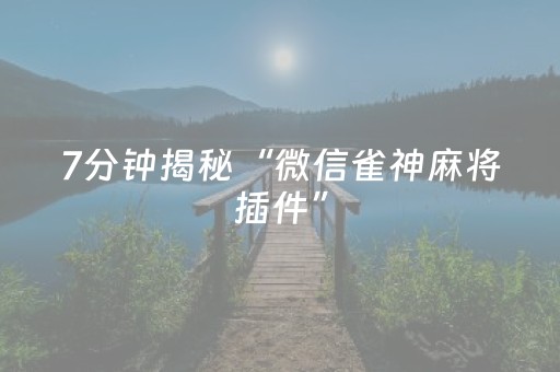 7分钟揭秘“微信雀神麻将插件”（做弊器软件下载)