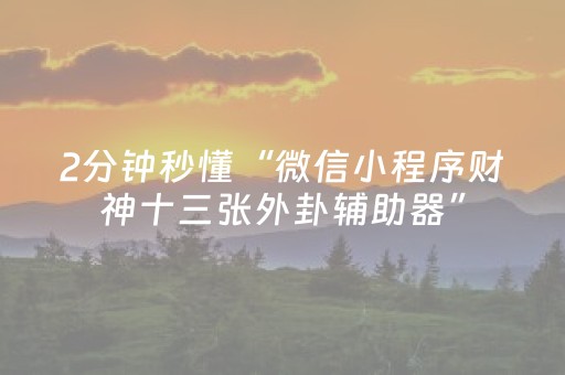 2分钟秒懂“微信小程序财神十三张外卦辅助器”（怎么能调好牌)