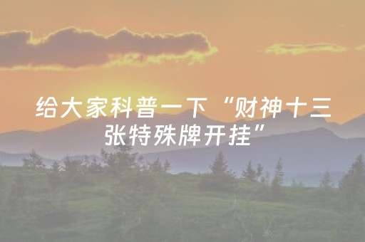 给大家科普一下“财神十三张特殊牌开挂”（软挂神器)