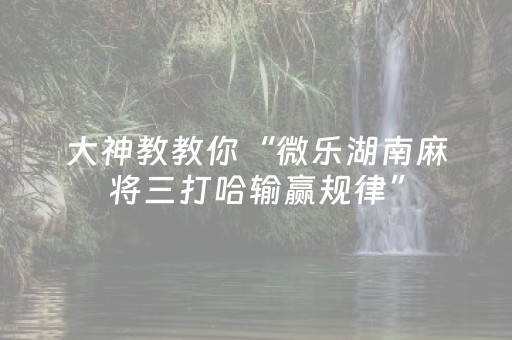大神教教你“微乐湖南麻将三打哈输赢规律”（免费专用神器)