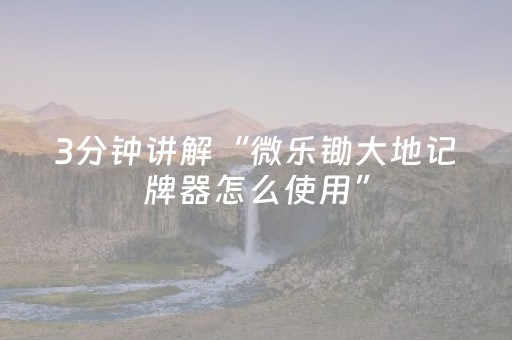 3分钟讲解“微乐锄大地记牌器怎么使用”（软件出售)