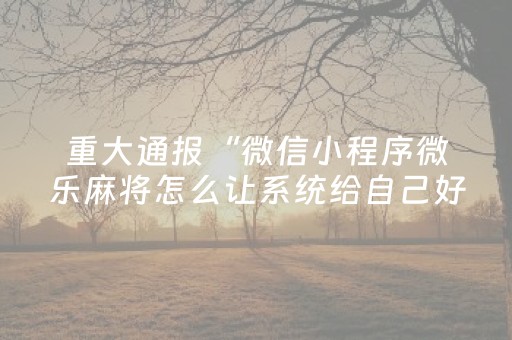 重大通报“微信小程序微乐麻将怎么让系统给自己好牌”（软挂神器)