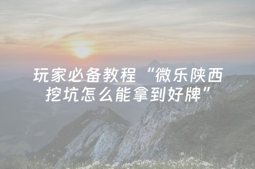 玩家必备教程“微乐陕西挖坑怎么能拿到好牌”（装挂怎么安装)
