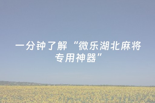 一分钟了解“微乐湖北麻将专用神器”（充值会提高胜率么)