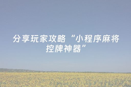 分享玩家攻略“小程序麻将控牌神器”（辅助器通用版)