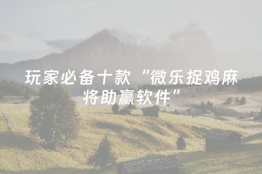 玩家必备十款“微乐捉鸡麻将助赢软件”（透明挂辅助器)