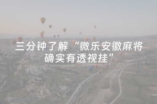 三分钟了解“微乐安徽麻将确实有透视挂”（输赢规律)