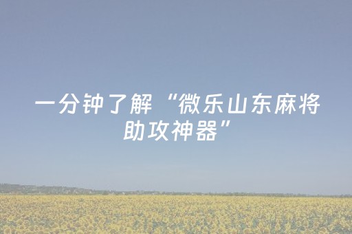 一分钟了解“微乐山东麻将助攻神器”（神器最新免费)