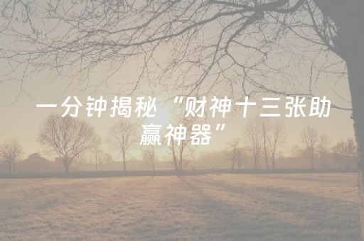一分钟揭秘“财神十三张助赢神器”（怎么提高胜率)