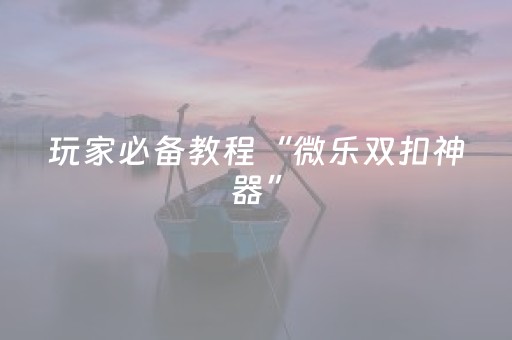 玩家必备教程“微乐双扣神器”（胜率到哪调)