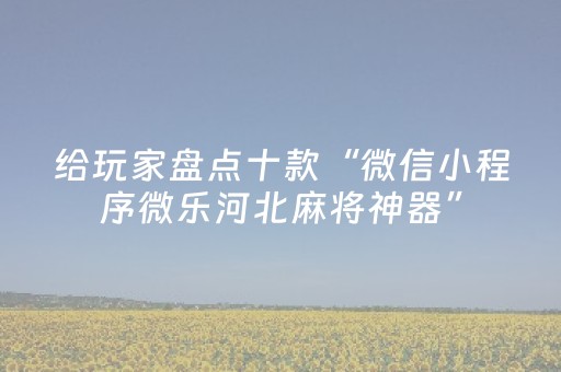 给玩家盘点十款“微信小程序微乐河北麻将神器”（神器最新免费)