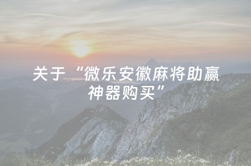 玩家实测“微友麻将助赢神器购买（专用辅牌神器免安装）