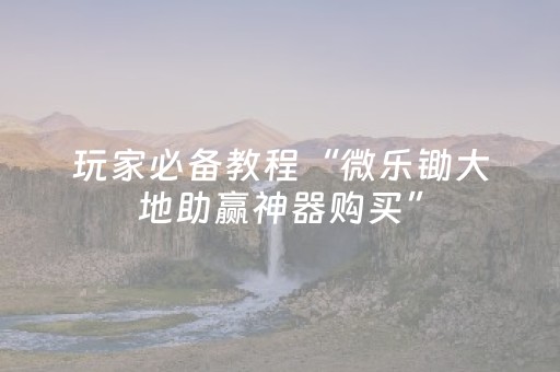 玩家必备教程“微乐锄大地助赢神器购买”（是否能开挂)