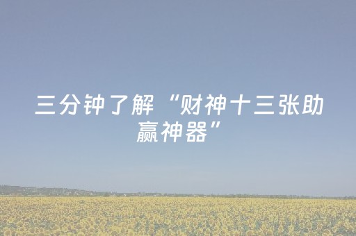 三分钟了解“财神十三张助赢神器”（神器通用版)