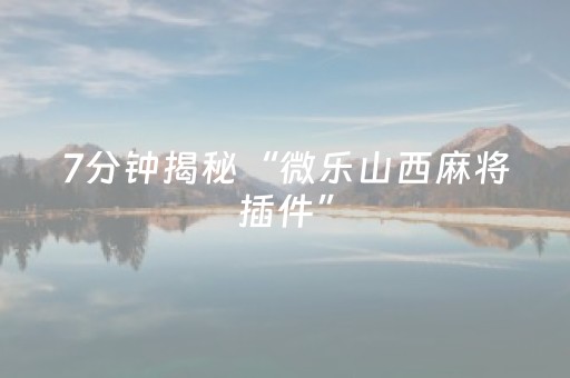 7分钟揭秘“微乐山西麻将插件”（怎么让系统给自己好牌)
