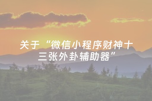 关于“微信小程序财神十三张外卦辅助器”（助赢神器)