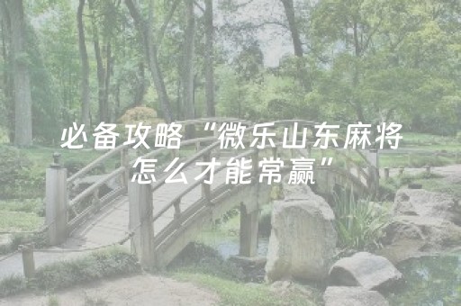 必备攻略“微乐山东麻将怎么才能常赢”（胜负规律拿好牌)
