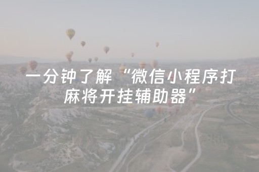 一分钟了解“微信小程序打麻将开挂辅助器”（小程序必赢神器)