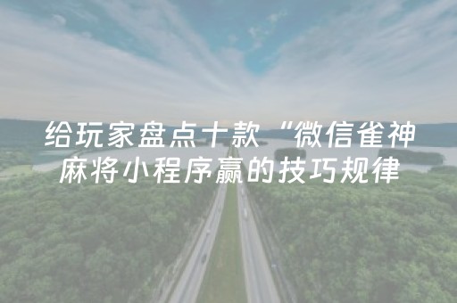 给玩家盘点十款“微信雀神麻将小程序赢的技巧规律”（赢的技巧规律)