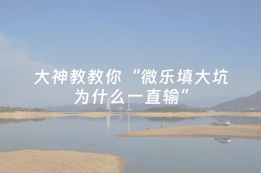 大神教教你“微乐填大坑为什么一直输”（赢的技巧规律)