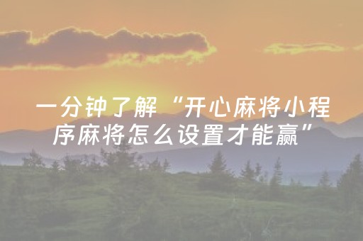 一分钟了解“开心麻将小程序麻将怎么设置才能赢”（透明挂辅助器)