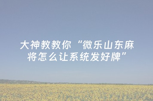 大神教教你“微乐山东麻将怎么让系统发好牌”（技巧和打好牌方法)