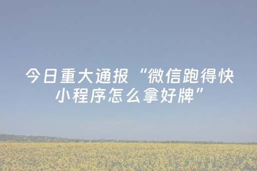 今日重大通报“微信跑得快小程序怎么拿好牌”（透明挂辅助器)