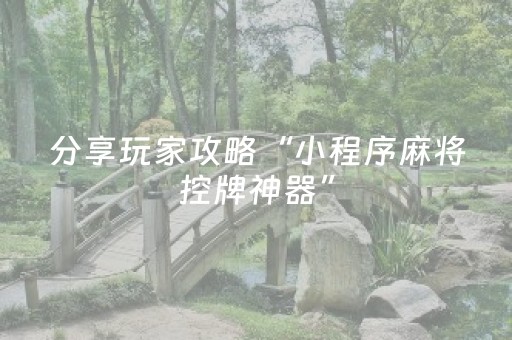 分享玩家攻略“小程序麻将控牌神器”（输赢有什么规律)