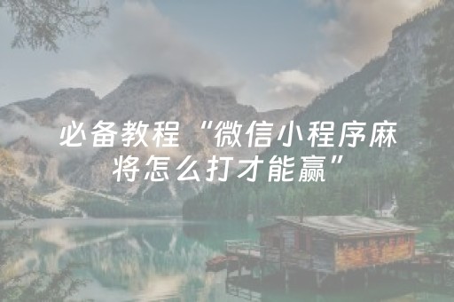 必备教程“微信小程序麻将怎么打才能赢”（装挂怎么安装)