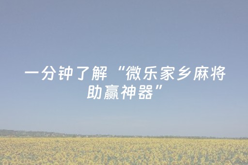 一分钟了解“微乐家乡麻将助赢神器”（输赢跟id号有关系吗)