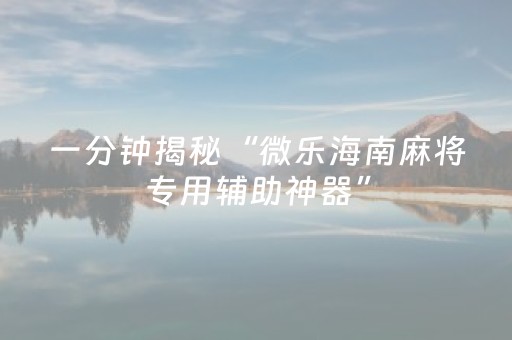一分钟揭秘“微乐海南麻将专用辅助神器”（胜率到哪调)