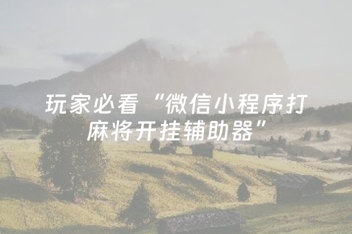 玩家必看“微信小程序打麻将开挂辅助器”（小程序必赢神器)