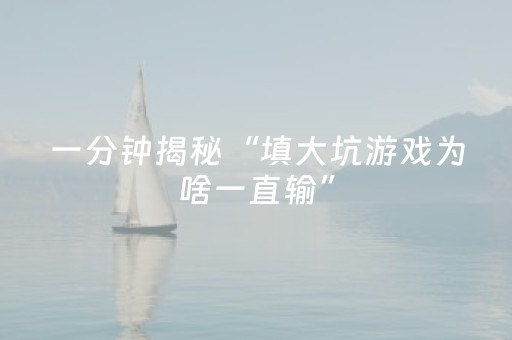一分钟揭秘“填大坑游戏为啥一直输”（自建房怎么赢)