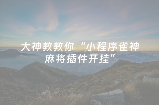 大神教教你“小程序雀神麻将插件开挂”（万能开挂神器)