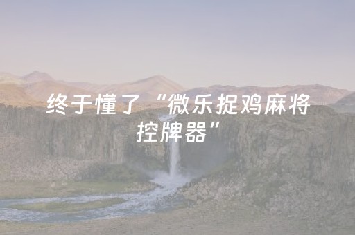 终于懂了“微乐捉鸡麻将控牌器”（万能开挂器)