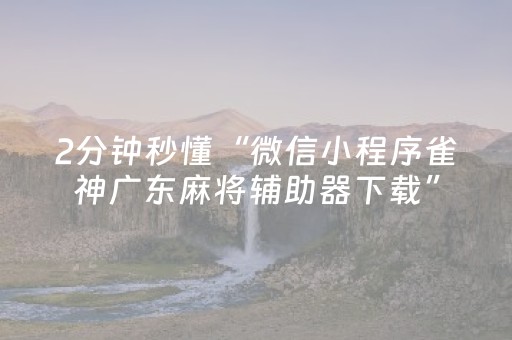 2分钟秒懂“微信小程序雀神广东麻将辅助器下载”（有什么诀窍)