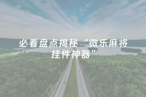 必看盘点揭秘“微乐麻将挂件神器”（可以设置输赢吗)