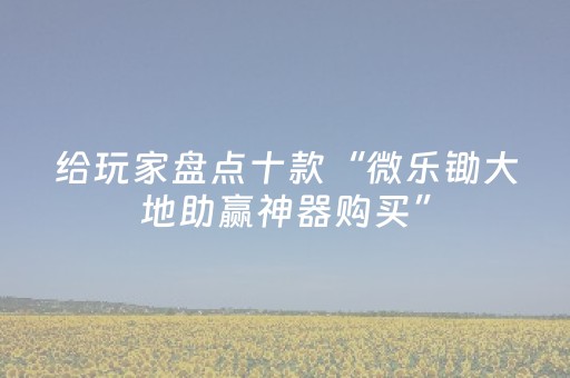 给玩家盘点十款“微乐锄大地助赢神器购买”（软挂神器)