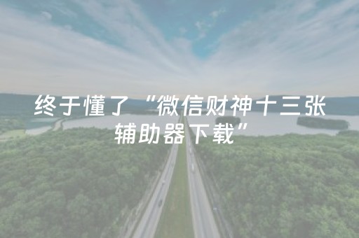 终于懂了“微信财神十三张辅助器下载”（万能开挂器)
