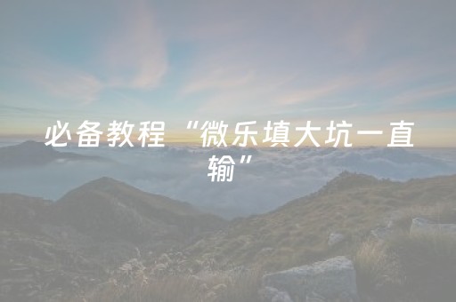必备教程“微乐填大坑一直输”（怎么能调好牌)