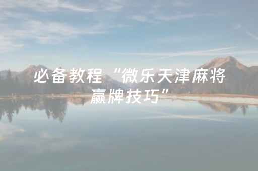 必备教程“微乐天津麻将赢牌技巧”（挂件神器)
