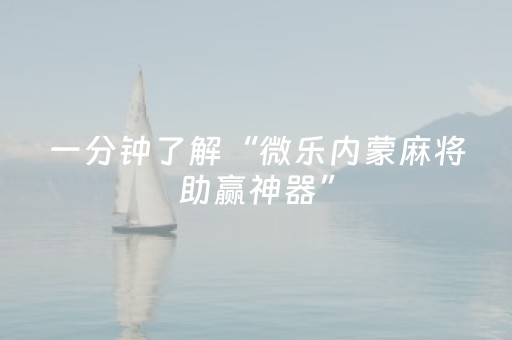 一分钟了解“微乐内蒙麻将助赢神器”（万能开挂器)
