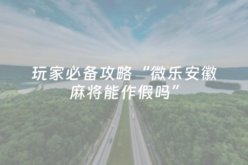 玩家必备攻略“微乐安徽麻将能作假吗”（万能开挂器)