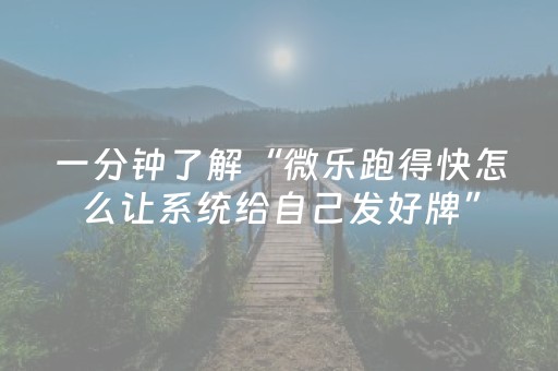 一分钟了解“微乐跑得快怎么让系统给自己发好牌”（透明挂辅助器)