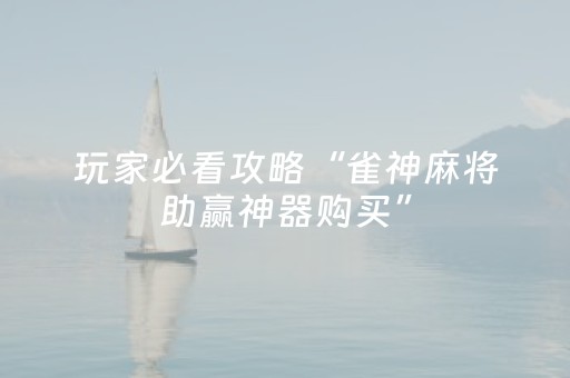玩家必看攻略“雀神麻将助赢神器购买”（辅牌器插件购买)