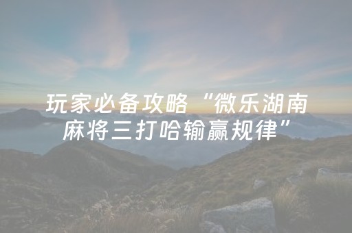玩家必备攻略“微乐湖南麻将三打哈输赢规律”（免费专用神器)