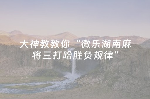 大神教教你“微乐湖南麻将三打哈胜负规律”（必赢神器辅助器)